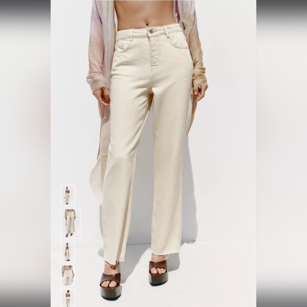 Zara Straight High Waist Ankle Jeans